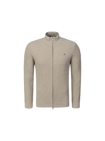 Gant Strickjacke Micro Textured Cotton Zip in beige