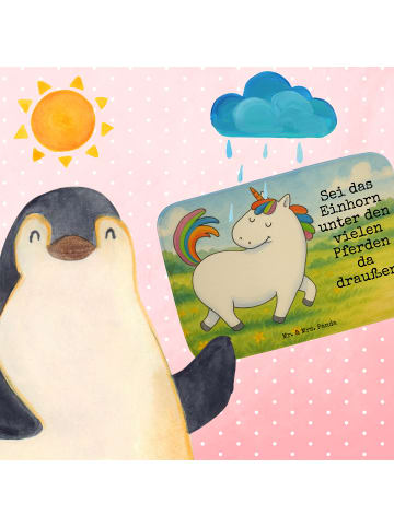 Mr. & Mrs. Panda Badteppich Einhorn Stolzieren Design mit Spruch in Weiß