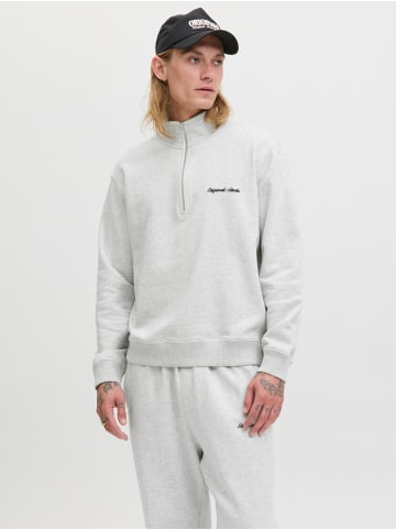 Jack & Jones Sweatshirt mit halbem Reißverschluss in White Melange