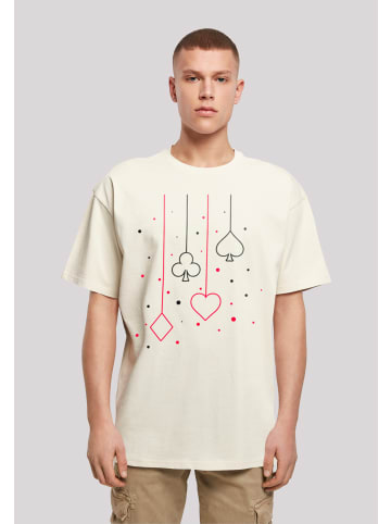 F4NT4STIC T-Shirt Kreuz Pik Herz Karo Poker Kartenspiel in sand