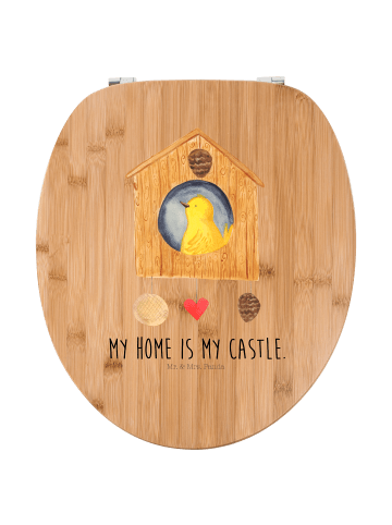 Mr. & Mrs. Panda Toilettendeckel Vogel Haus mit Spruch in Braun
