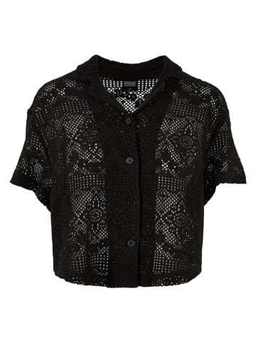 Urban Classics Urban Classics Damen Ladies Crochet Lace Resort Shirt in black