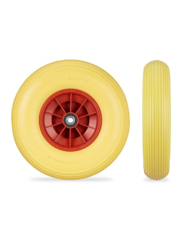 relaxdays 2x Schubkarrenrad in Gelb/ Rot - 4.00-6
