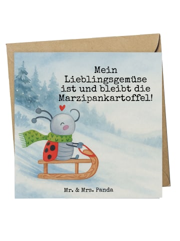 Mr. & Mrs. Panda Klappkarte Smörle Rodeln Design mit Spruch in Weiß