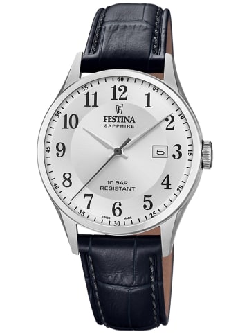 Festina Herrenuhr Schwarz/Silberfarben mit Saphirglas