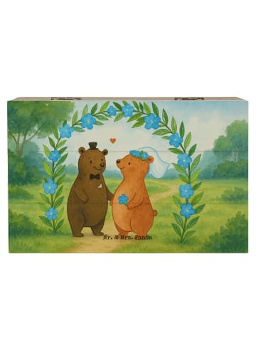 Mr. & Mrs. Panda Holzkiste Bären Hochzeit Design ohne Spruch in Weiß