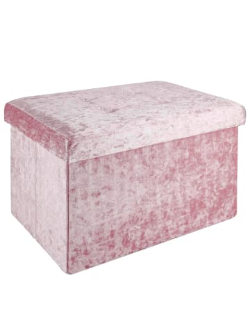 Intirilife Faltbare Sitzbank 49x30x30 cm in Samt Rosé