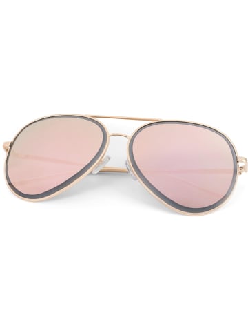styleBREAKER Piloten Sonnenbrille in Gold / Pink verspiegelt