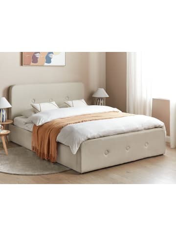 Beliani Doppelbett RENNES in Beige/Schwarz/Schwarz - (W) 170 x (H) 101 x (L) 220 cm