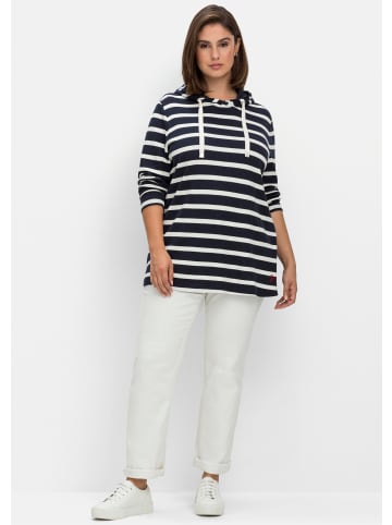 sheego Langarmshirt in nachtblau-gestreift