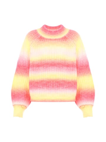 myMo Pullover in ROSA GELB MEHRFARBIG