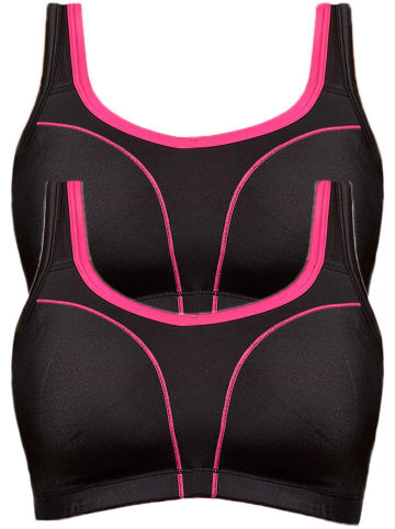 SUSA 2er Pack Sport BH Move high in schwarz-pink schwarz-pink