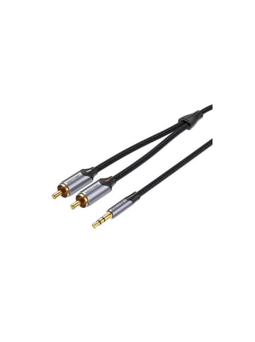 Wisam® Audiokabel 3m Kabel Audio 2xCinch auf 3,5mm (grau)