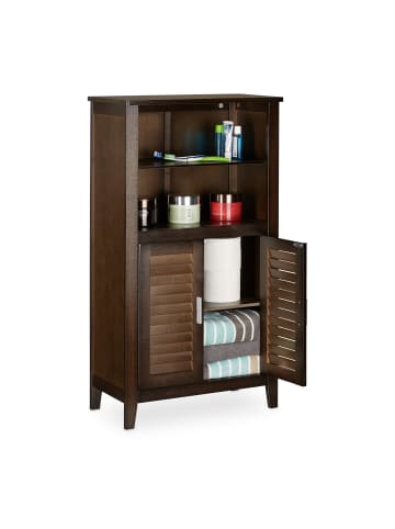 relaxdays Badezimmerschrank in Dunkelbraun - (B)50 x (H)92 x(T)25,5 cm