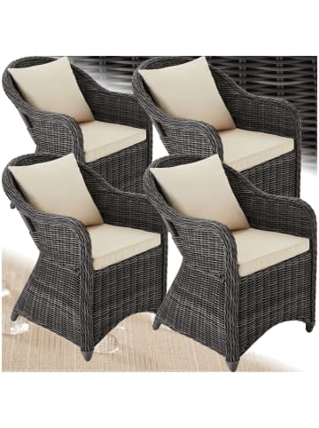 tectake 4er Set Aluminium Rattansessel