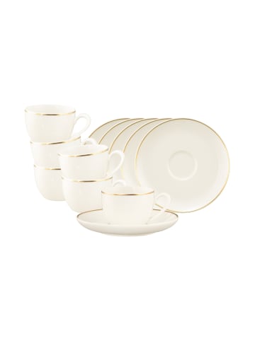 Seltmann Weiden 6er Set Espressotassen mit Untertassen Savona Goldlinie 110 ml creme in creme