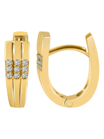 Adeliás Damen Ohrringe – Klappcreole aus 333 Gold mit Zirkonia in gold