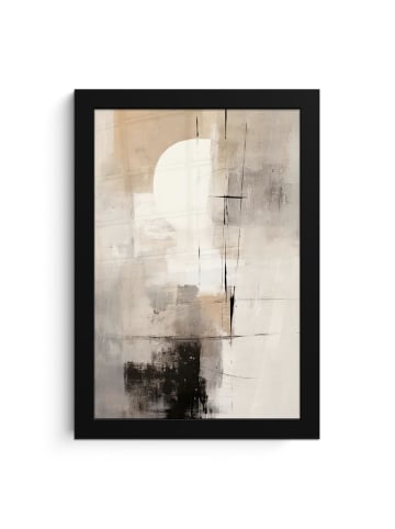 MuchoWow Poster mit Leiste Abstrakte Kunst weiß schwarz (BxH)