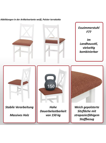 MCW 4er-Set Esszimmerstuhl F77, Natur, Polster grau