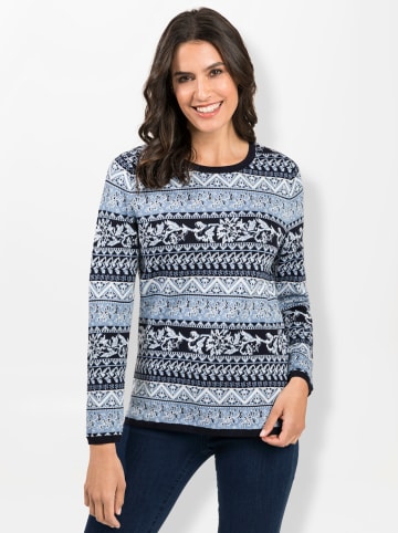 WITT WEIDEN Jacquard-Pullover in marine-bleu-gemustert