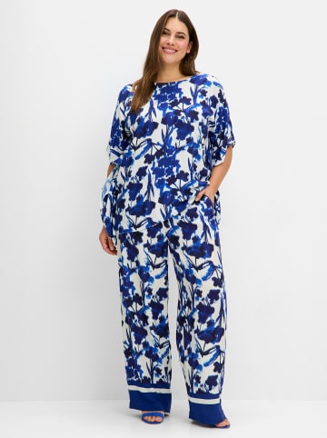 sheego Hose lang in kobalt-gemustert