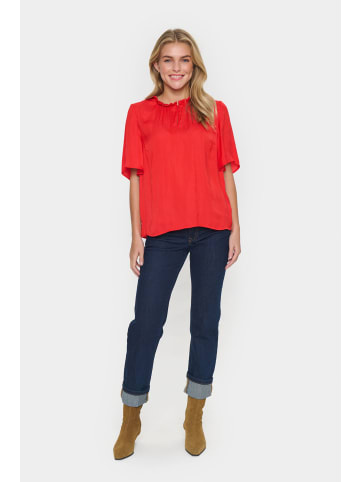 SAINT TROPEZ Kurzarm-Bluse BrianaSZ Lockere Passform in Flame Scarlet