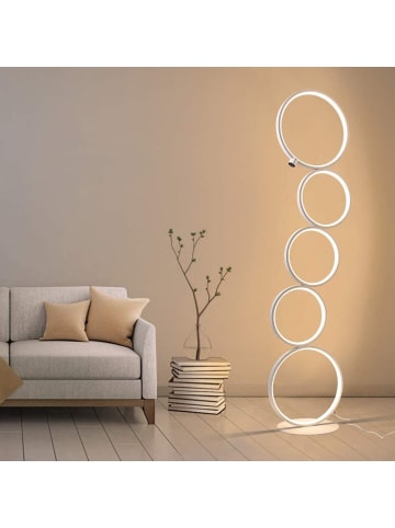 ZMH Stehlampe H 110cm 4-Ringe in weiß Touch Dimmbar 32W