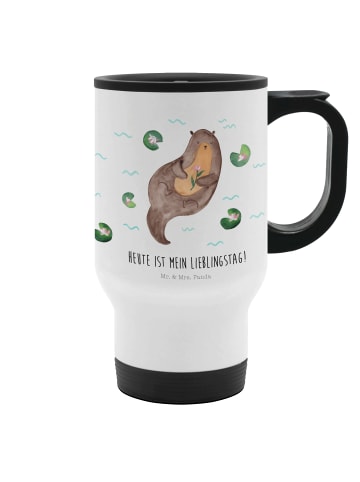 Mr. & Mrs. Panda Thermobecher Für Kaffee Otter Seerose mit Spruch in Weiß