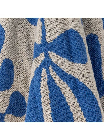 Bloomingville Decke NEVINE Blau Creme Florales Muster 160x130 cm