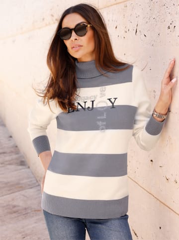 Heine Pullover in grau-champagner-gestreift