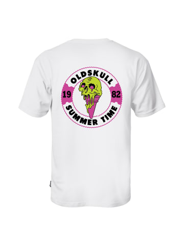 OLDSKULL T-Shirt Wrldvibe Ice Green Logo Graphic in White