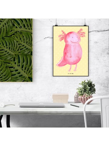 Mr. & Mrs. Panda Bild Axolotl Glücklich ohne Spruch in Gelb Pastell