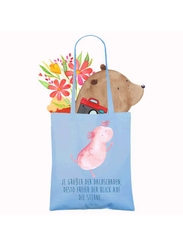 Mr. & Mrs. Panda Tote Bag Axolotl Tanzen mit Spruch in Sky Blue