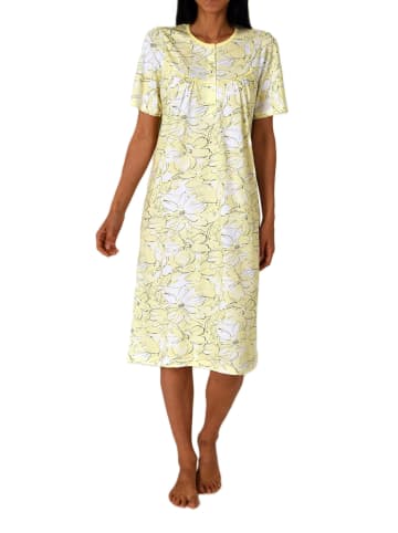 NORMANN kurzarm Nachthemd Design Knopfleiste am Hals - 85467 in vanille