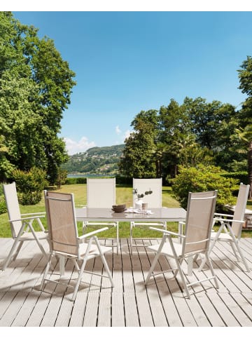 Beliani 6er-Set Gartenstuhl CATANIA in Beige/Weiß
