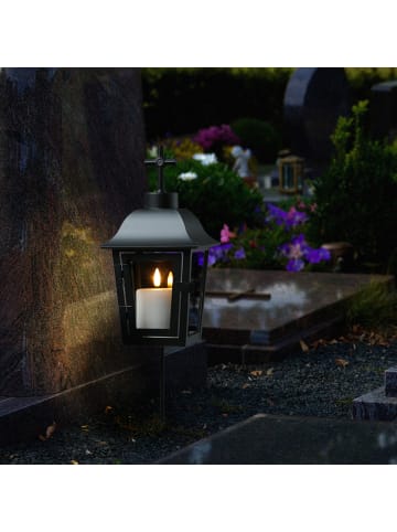 MARELIDA Laterne mit weißer Mini LED Kerze Grablaterne H: 51cm in schwarz