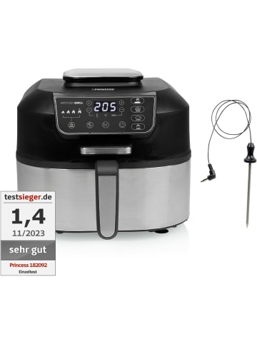 PRINCESS 2-in-1 Heißluftfriteuse und Grill 4 Programme Max 265°C silber/schwarz 182092