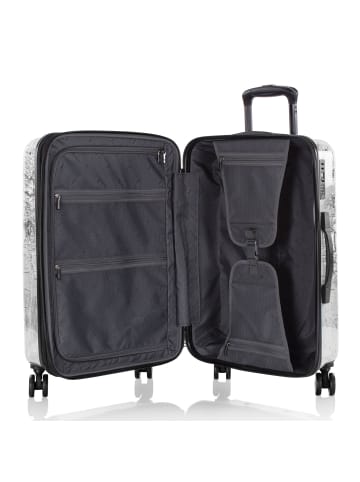 Heys Black Camo 4 Rollen Kofferset 3-teilig mit Dehnfalte in black-white world map