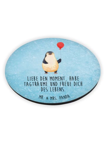 Mr. & Mrs. Panda Rund Magnet Pinguin Luftballon mit Spruch in Eisblau