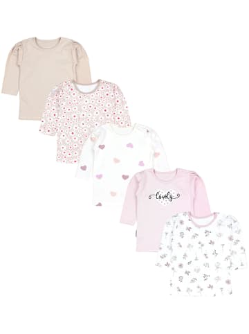 TupTam Baby Mädchen Langarmshirt 5er Set in beige/rosa