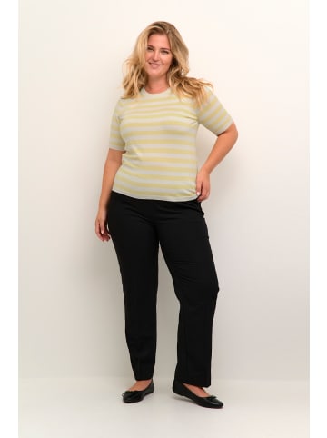 KAFFE curve Strickpullover KCmalia in Mellow Yellow/Turtle. Stripe