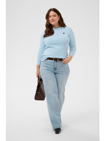 KAFFE curve Langarm-Shirt KClia Regular fit in Chalk/Azure Blue - Navy Heart