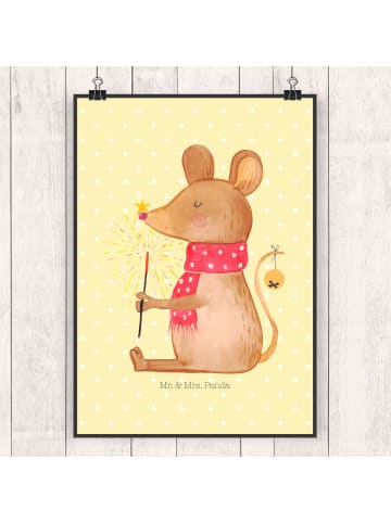 Mr. & Mrs. Panda Bild Maus Weihnachten ohne Spruch in Gelb Pastell