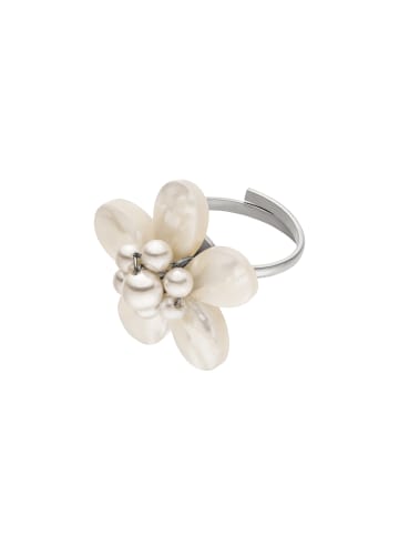 PURELEI Ring Pearly Flower in Silver