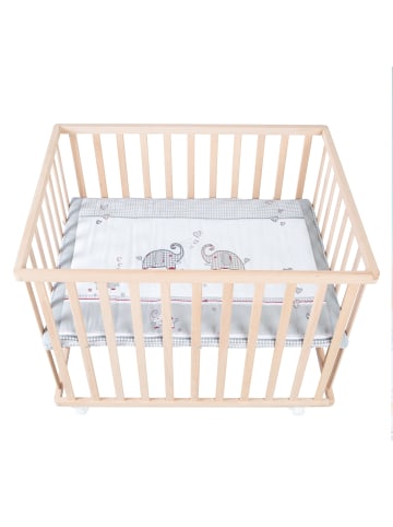 roba Laufgitter Jumbotwins Holz natur höhenverstellbar mit Einlage & Rollen