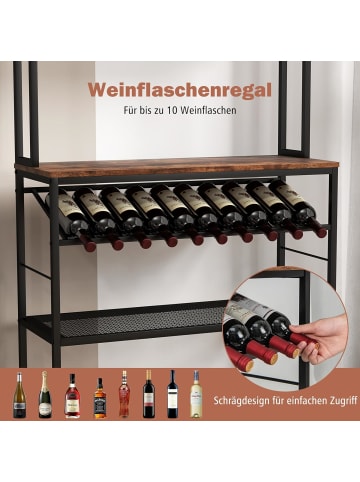 COSTWAY Küchenregal mit Weinhalter in Braun