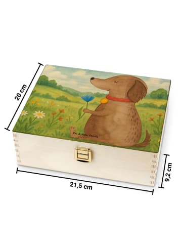 Mr. & Mrs. Panda Holz Teebox Hund Blume Design ohne Spruch in Weiß