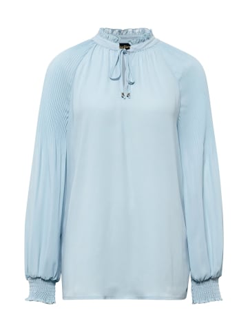 GOLDNER Kurzgröße:  Bluse Bluse mit plissierten Ärmeln in lagune