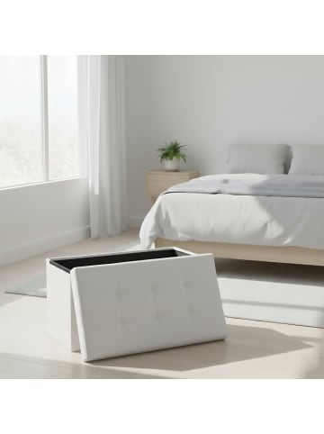 relaxdays Sitzbank in Weiß - (B)76 x (H)38 x (T)38 cm