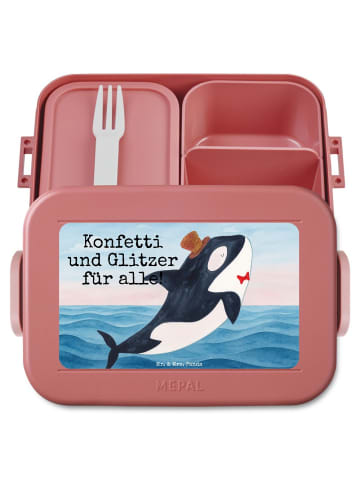 Mr. & Mrs. Panda Bento Box Orca Zylinder Design mit Spruch in Rot Pastell